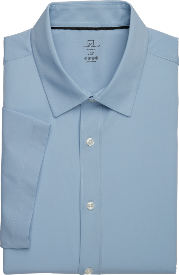 Collection by Michael Strahan Men's Michael Strahan Modern Fit Short Sleeve Dress Shirt Lt Blue Solid - Size L 34/35 - Lt Blue Solid - male