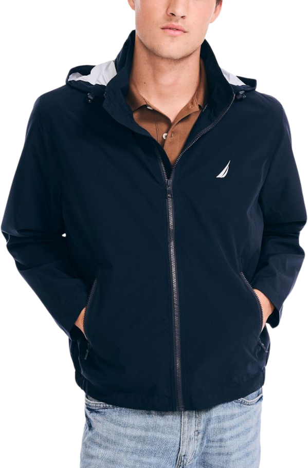 Nautica Men's Classic Fit Anchor Hooded Bomber Jacket Navy - Size: Large - Navy - male