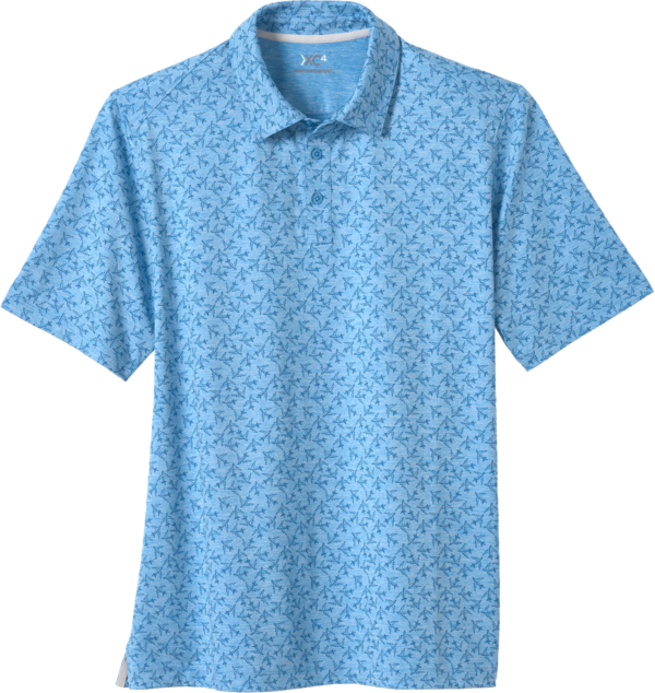 Johnston &Amp; Murphy Johnston & Murphy Men's Modern Fit Airplane Polo Blue - Size: Large - Blue - male