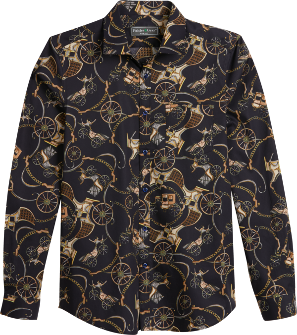 Paisley &Amp; Gray Paisley & Gray Big & Tall Men's Slim Fit Coach Print Sport Shirt Navy - Size: 3XLT - Navy - male