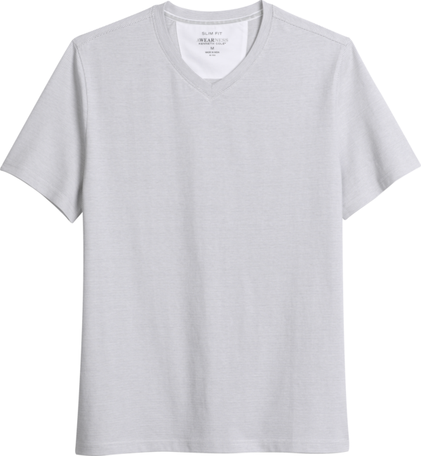 Awearness Kenneth Cole Big & Tall Men's Slim Fit V-Neck Jacquard T-Shirt White - Size: 4X - White - male