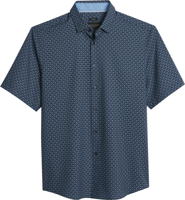 Pronto Uomo Big & Tall Men's Modern Fit Moroccan Tile Short Sleeve Sport Shirt Navy - Size: 2X - Only Available at Men's Wearhouse - Navy - male