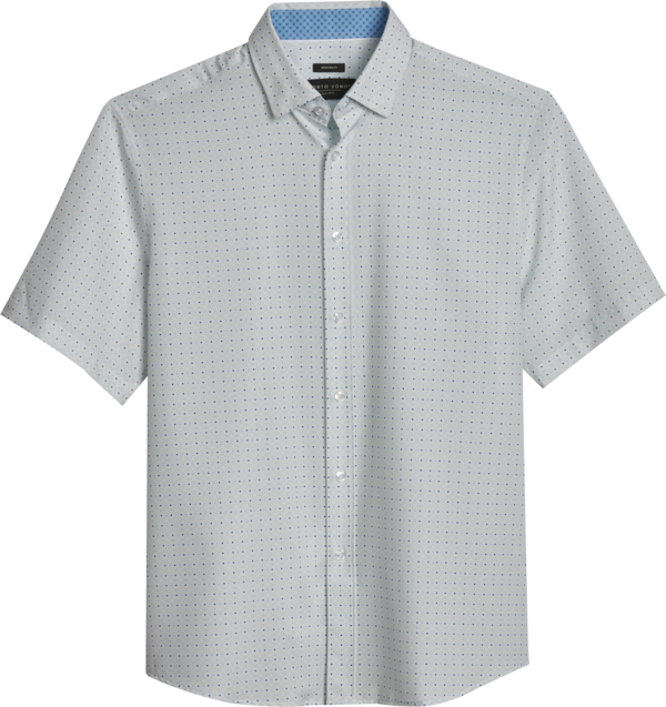 Pronto Uomo Big & Tall Men's Modern Fit Abstract Clover Short Sleeve Sport Shirt White - Size: 2X - Only Available at Men's Wearhouse - White - male