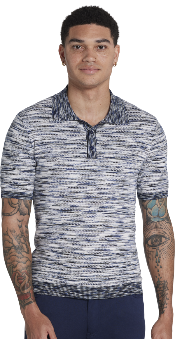 Paisley &Amp; Gray Paisley & Gray Big & Tall Men's Slim Fit Space Dye Variegated Knit Polo Blue - Size: XLT - Blue - male