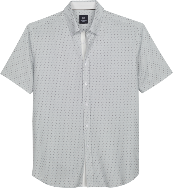 George Austin Big & Tall Men's Modern Fit Abstract Dot Short Sleeve Sport Shirt White - Size: 2X - White - male