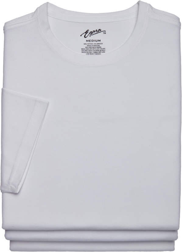 Egara Men's Slim Fit Crewneck T-Shirt, 3-Pack White - Size: Large - White - male