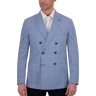 Report Collection Men's Modern Fit Double Breasted Gingham Knit Sport Coat Blue Gingham - Size: 44 Long - Blue Gingham - male