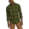 Eddie Bauer Men's Classic Fit Plaid Flannel Sport Shirt Dark Olive - Size: Medium - Olive Green - male