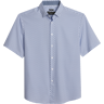 Pronto Uomo Men's Modern Fit Stacked Cube Short Sleeve Sport Shirt Med Blue - Size: Large - Only Available at Men's Wearhouse - Med Blue - male