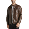 Awearness Kenneth Cole Men's Modern Fit Faux Leather Moto Jacket Brown Solid - Size: Small - Brown - male