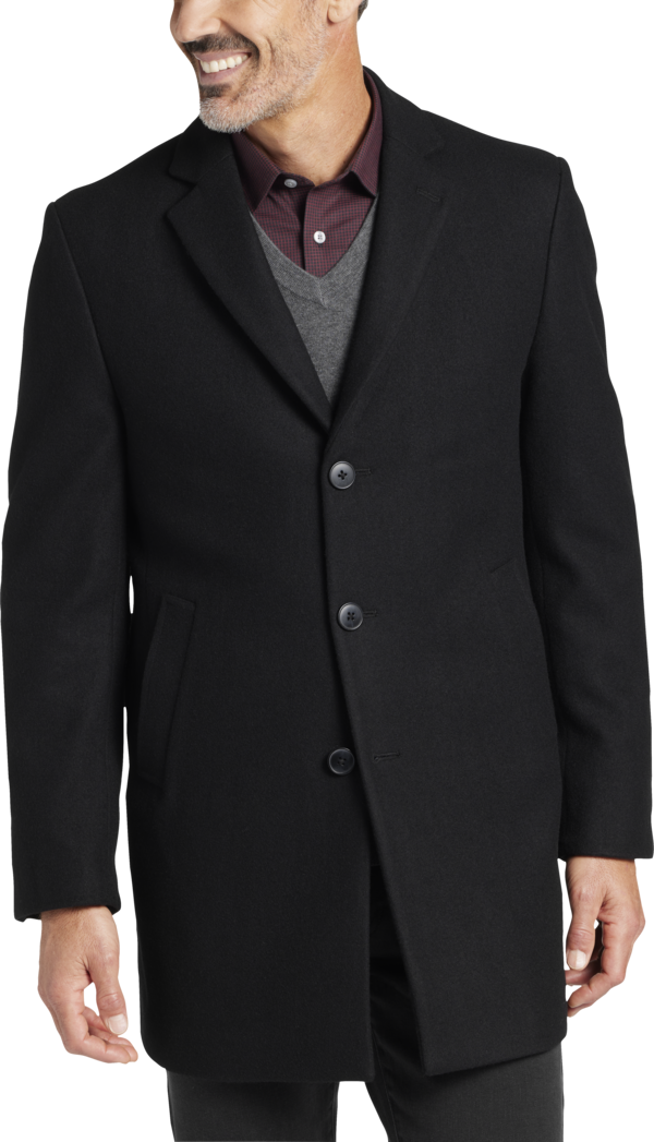 Calvin Klein Men's Modern Fit Topcoat Black Solid - Size: XL - Black - male