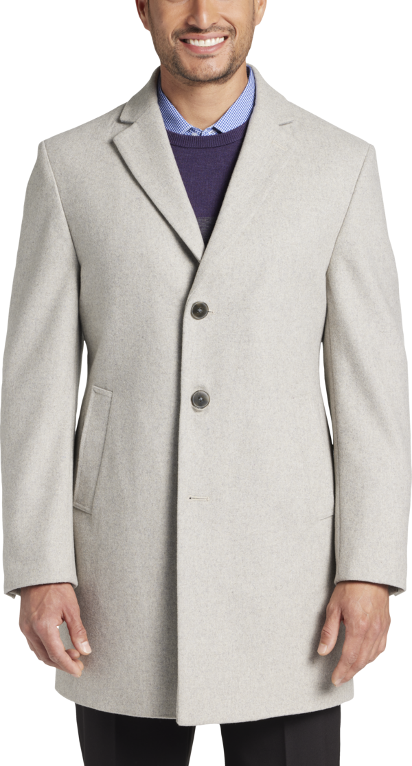 Calvin Klein Men's Modern Fit Topcoat Light Gray Solid - Size: Medium - Light Gray Solid - male