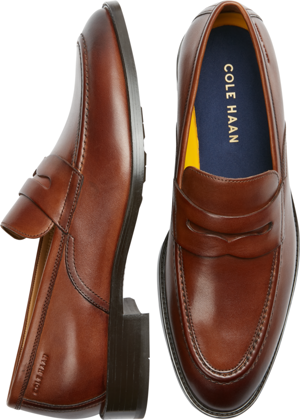 Cole Haan Men's Hawthorne Moc Toe Penny Loafers Cognac - Size: 12 D-Width - Brown - male