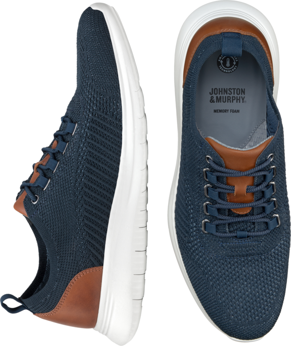 Johnston &Amp; Murphy Johnston & Murphy Men's Amherst U-Throat Knit Dress Sneakers Navy - Size: 12 D-Width - Navy - male