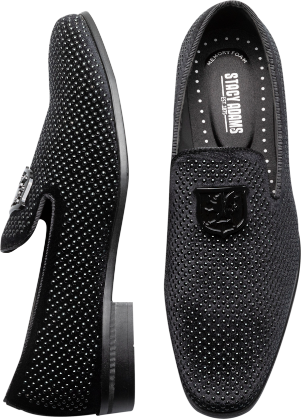 Stacy Adams Men's Swagger Studded Ornament Formal Loafers Black/Black - Size: 11 D-Width - Black/Black - male