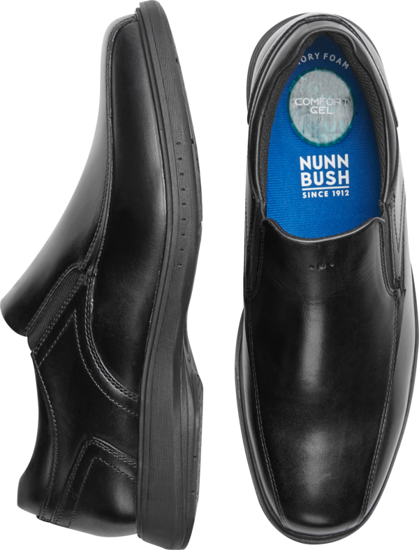 Nunn Bush Men's KORE PRO Bicycle Toe Slip Ons Black - Size: 8.5 D-Width - Black - male