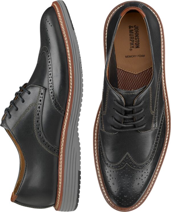 Johnston &Amp; Murphy Johnston & Murphy Men's Upton Wingtip Oxfords Black - Size: 8 WIDE - Black - male