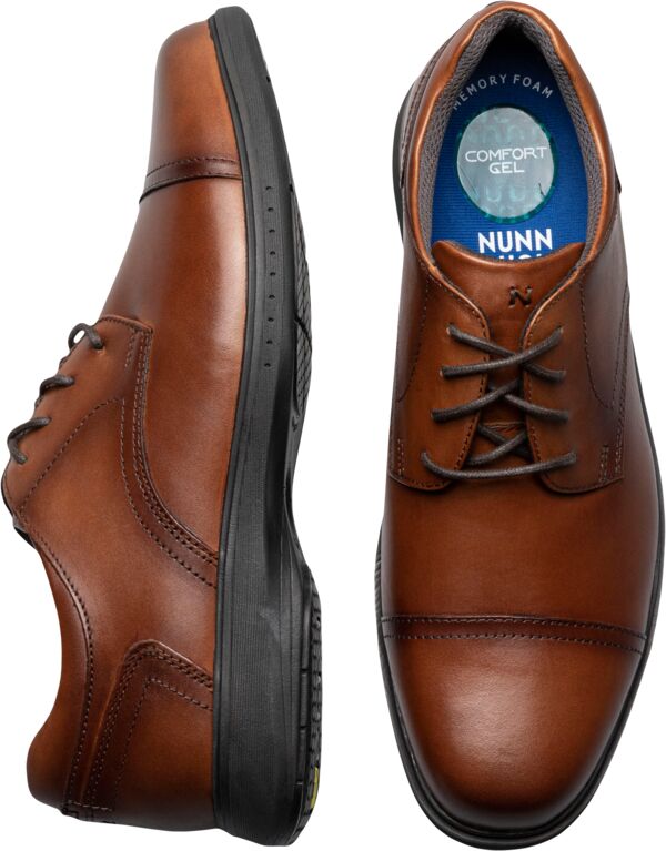 Nunn Bush Men's KORE PRO Bicycle Cap Toe Oxfords Cognac - Size: 12 D-Width - Brown - male