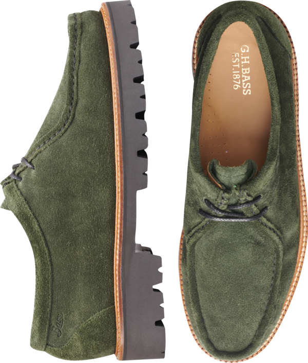 G.H.BASS Men's Wallace Moc Toe Lace Up Shoes Green - Size: 10.5 D-Width - Green - male