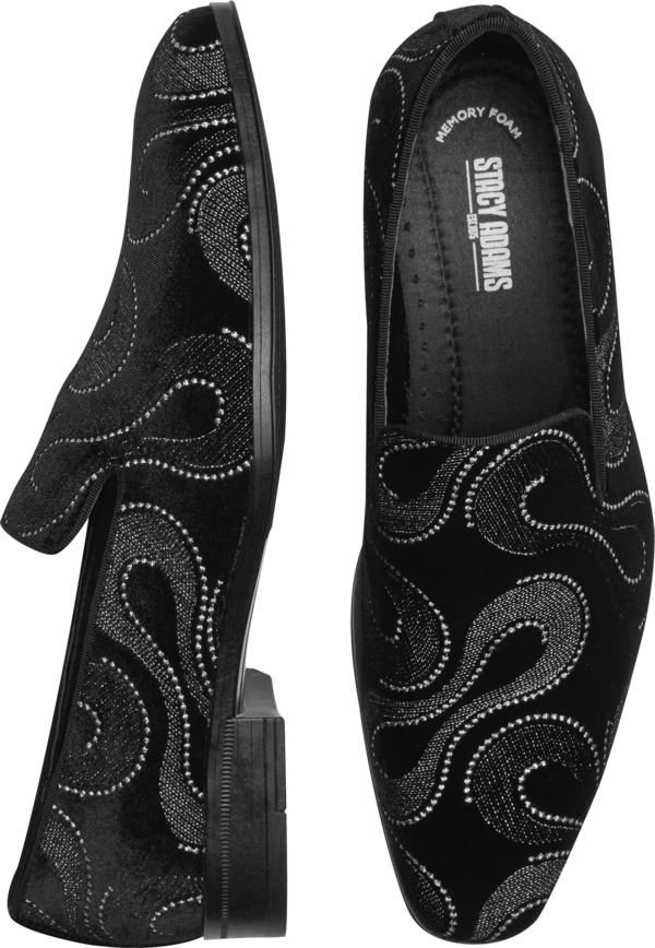 Stacy Adams Men's Swainson Embroidered Swirl Slip-On Formal Shoes Black - Size: 7 D-Width - Black - male