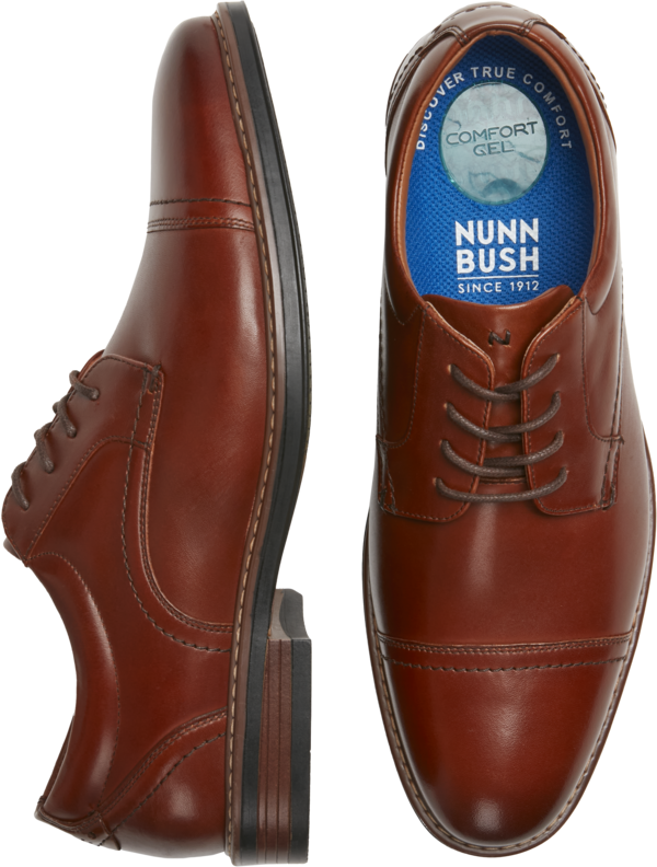 Nunn Bush Men's Centro Flex Cap Toe Oxfords Cognac - Size: 7 D-Width - Brown - male