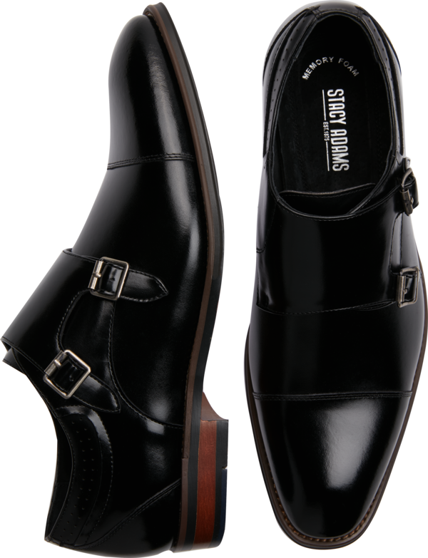 Stacy Adams Men's Bayne Double Monk Strap Dress Shoes Black - Size: 11 D-Width - Black - male