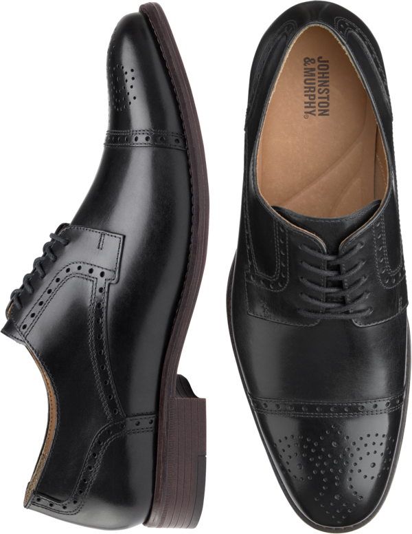 Johnston &Amp; Murphy Johnston & Murphy Men's Lewis Cap Toe Lace-Up Dress Shoe Black - Size: 12 D-Width - Black - male