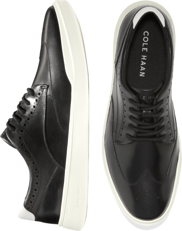 Cole Haan Men's Grand Crosscourt Leather Wingtip Sneakers Black - Size: 8 1/2 D-Width - Black - male
