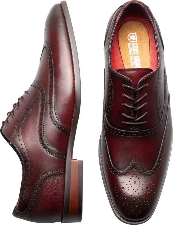 Stacy Adams Men's Kaine Wingtip Lace Up Dress Shoes Burgundy - Size: 11 D-Width - Dark Red - male