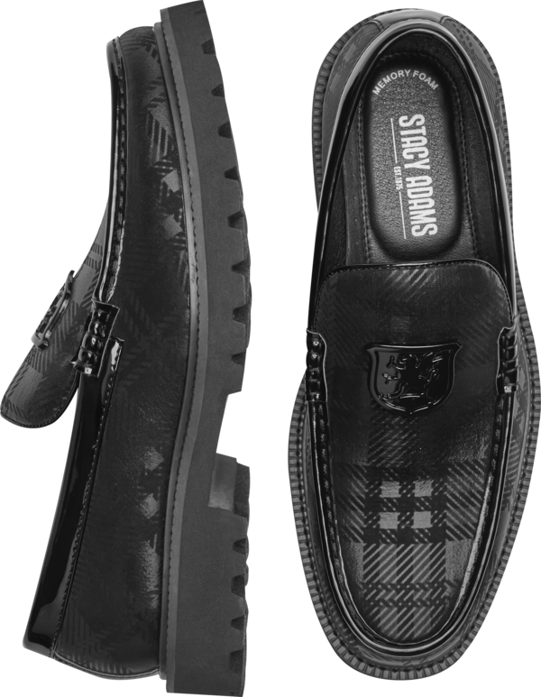 Stacy Adams Men's Vonn Moc Toe Slip-On Dress Shoes Black - Size: 11 D-Width - Black - male