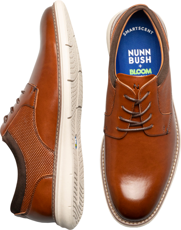 Nunn Bush Men's Chase Plain Toe Oxfords Cognac - Size: 7.5 D-Width - Brown - male