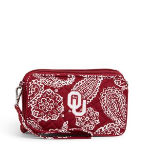 Vera Bradley Collegiate RFID All in One Crossbody Bag Women in Cardinal/White Bandana with University of Oklahoma Logo Red/White