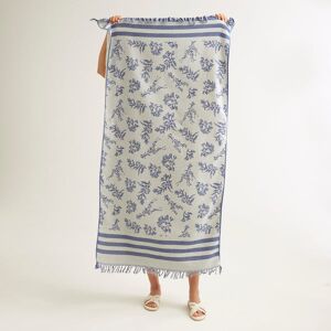 Vera Bradley Woven Beach Towel in Floating Fronds Navy Blue/White