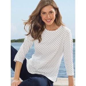 The Tog Shop Women's 3/4-Sleeve Dot-Print Tee, White/Classic Navy S Misses