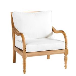 Ballard Designs Ceylon Teak Lounge Chair 2-Piece Replacement Cushion Set Canvas Beige Sunbrella - Ballard Designs