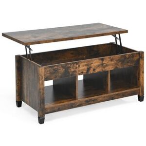 Costway Lift Top Coffee Table with Hidden Storage Compartment- Brown
