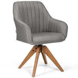 Costway Fabric Swivel Accent Chair with Beech Wood Legs