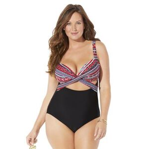 Swimsuits For All Plus Size Women's Cut Out Underwire One Piece Swimsuit by Swimsuits For All in Multi (Size 8)