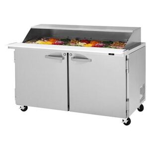 Turbo Air PST-60-24-N-SL Refrigerated Prep Table w/ Slide Lid - Holds 24 Sixth-Size Pans - 2 Solid Locking Doors