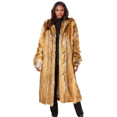 Roaman's Plus Size Women's Full Length Faux-Fur Coat with Hood by Roaman's in Fox (Size 2X)