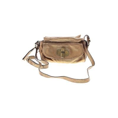 B Makowsky Leather Crossbody Bag: Gold Solid Bags
