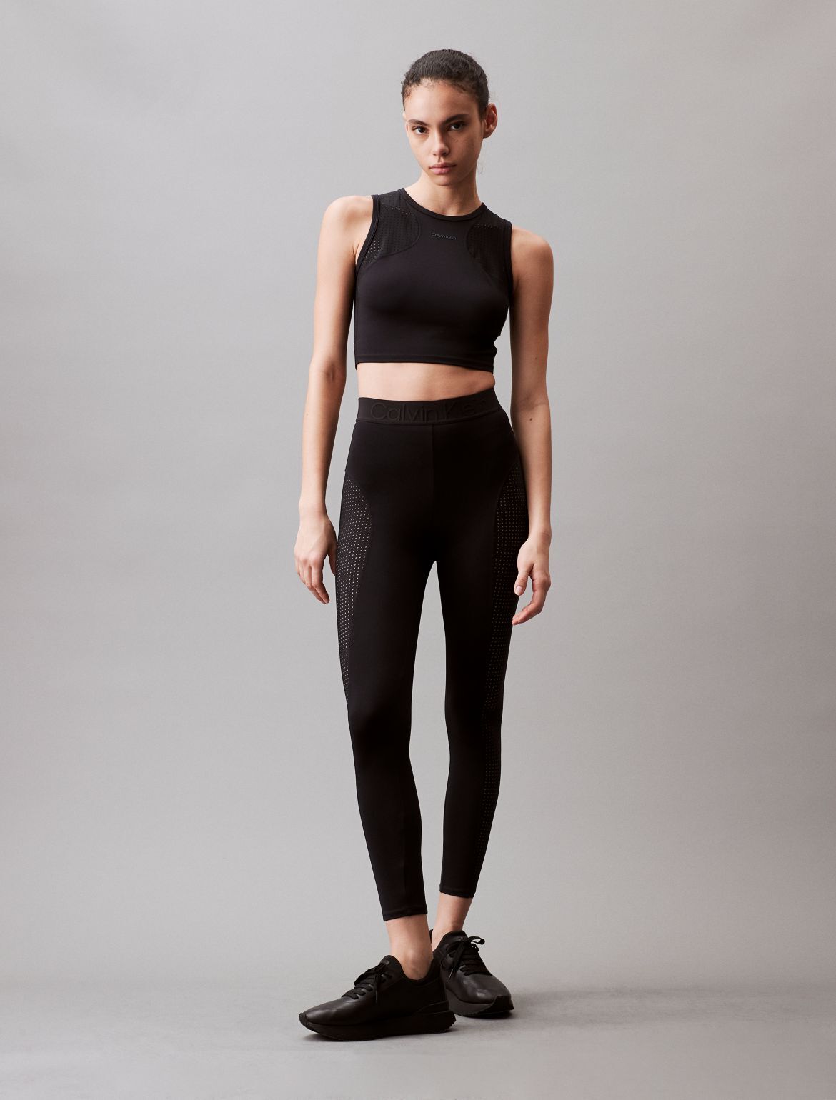 Calvin Klein Women's CK Sport Future Icon Mesh 7/8 Leggings - Black - XL