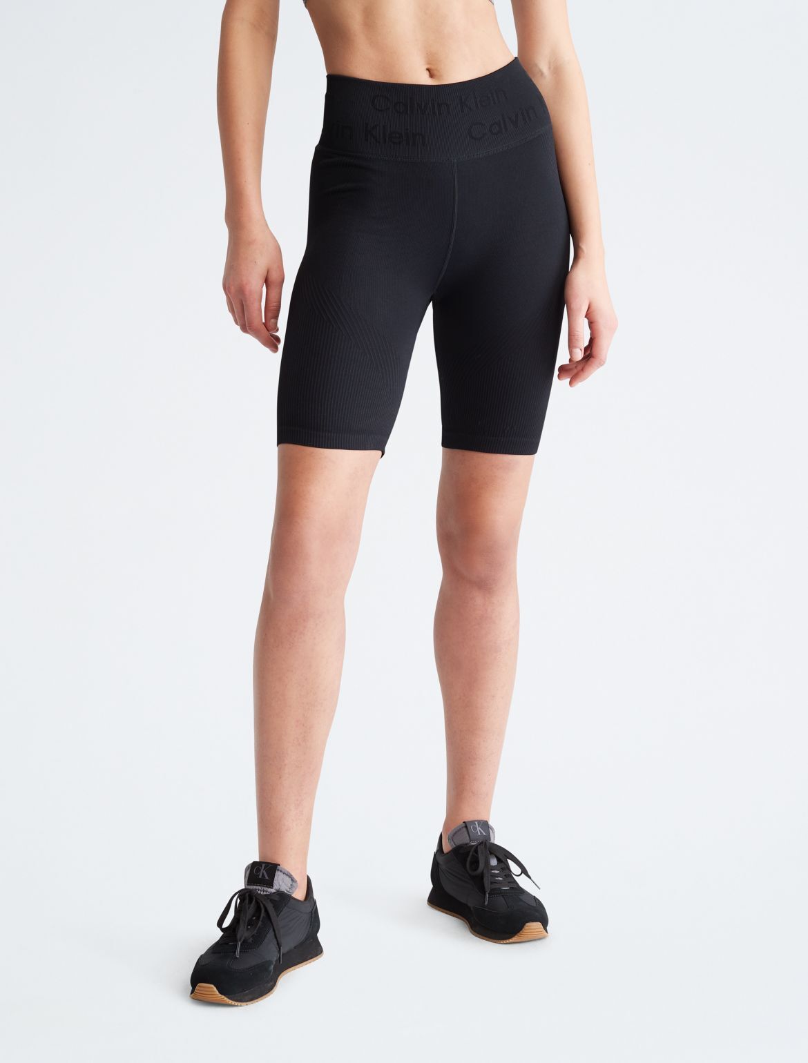Calvin Klein Women's Performance Seamless Jersey Ribbed Bike Shorts - Black - XL