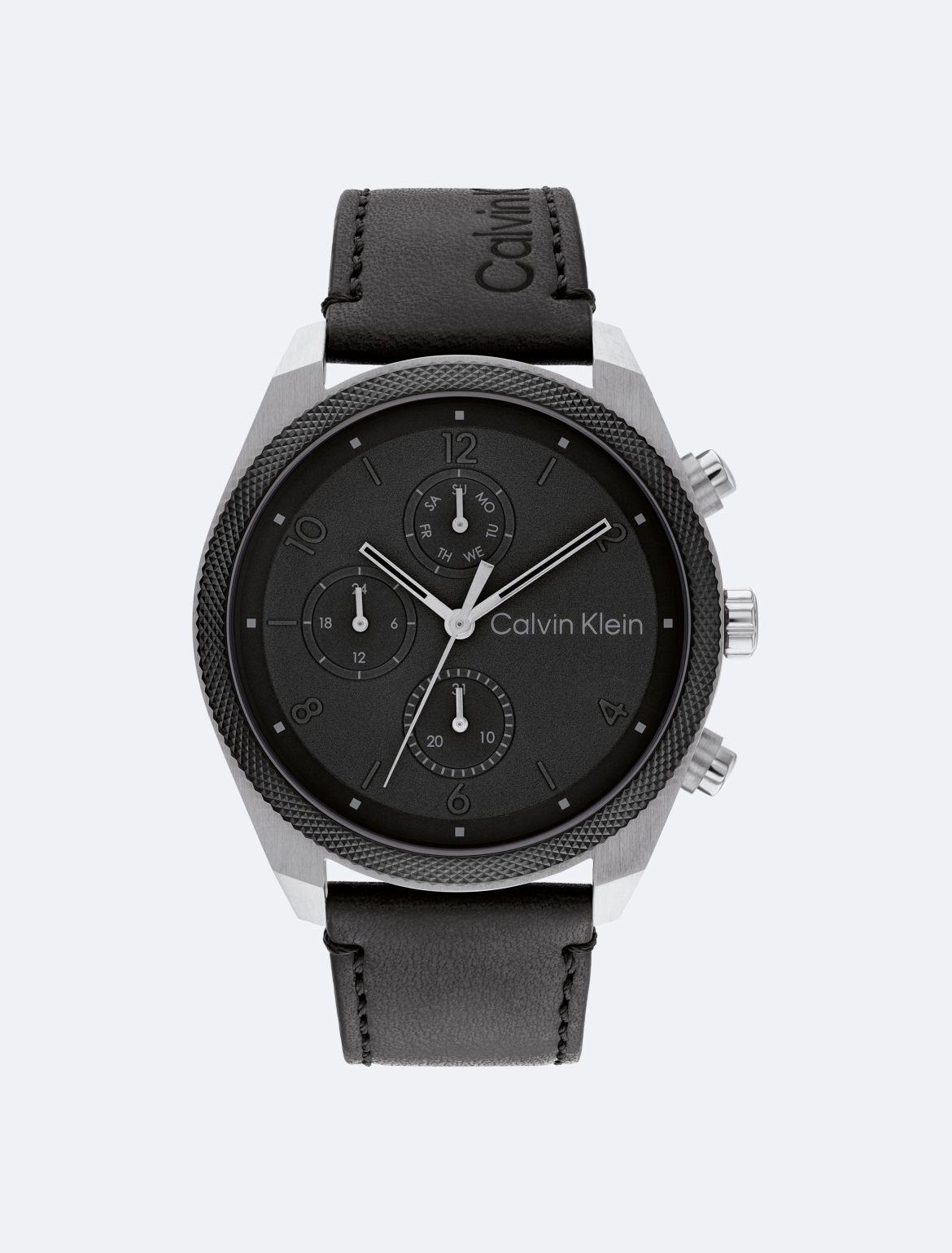 Calvin Klein Men's Leather Strap Chronograph Watch - Black