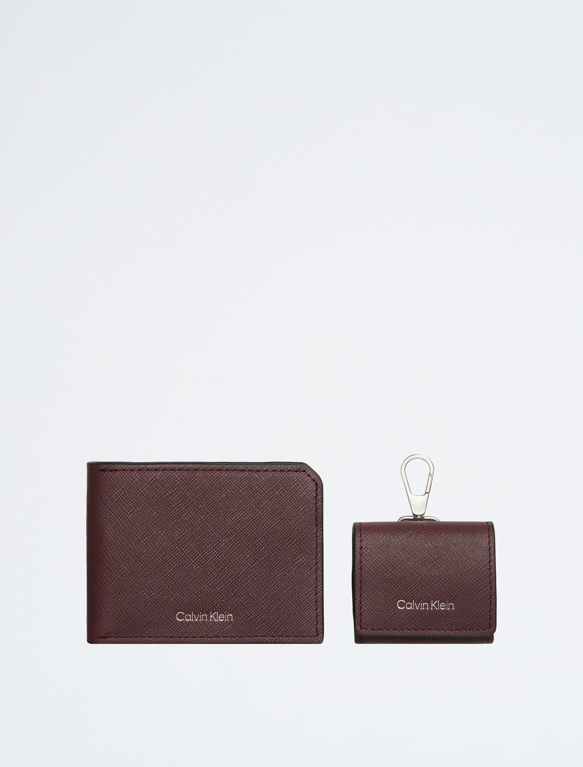 Calvin Klein Men's Refined Saffiano Leather Bifold Wallet + Airpods Case Gift Set - Brown