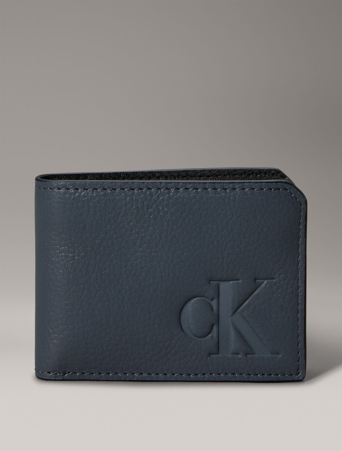 Calvin Klein Men's Pebble Leather Slim Bifold Wallet - Blue