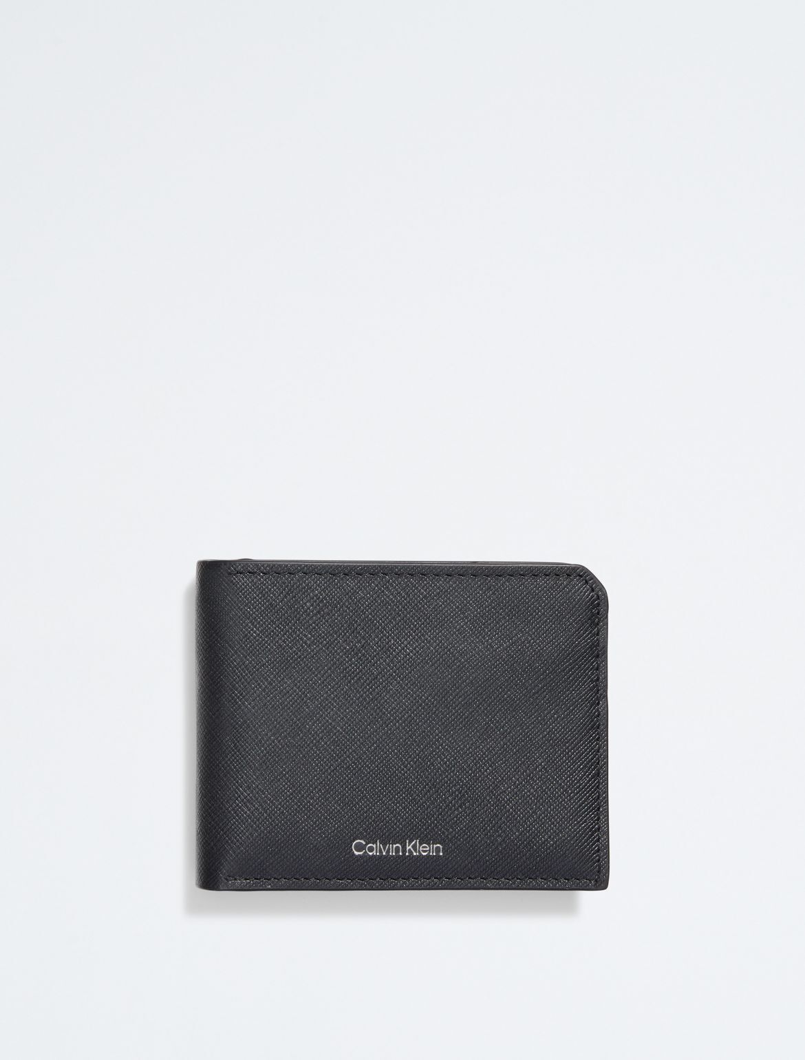 Calvin Klein Men's Saffiano Leather Card Case Bifold Wallet - Black