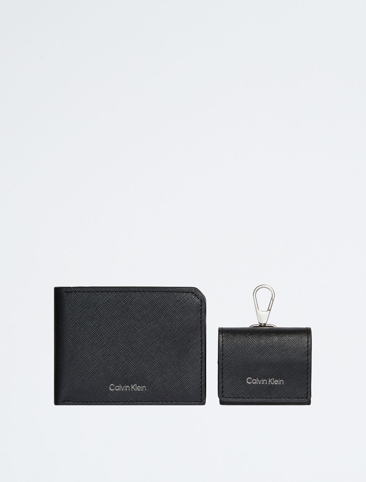 Calvin Klein Men's Refined Saffiano Leather Bifold Wallet + Airpods Case Gift Set - Black