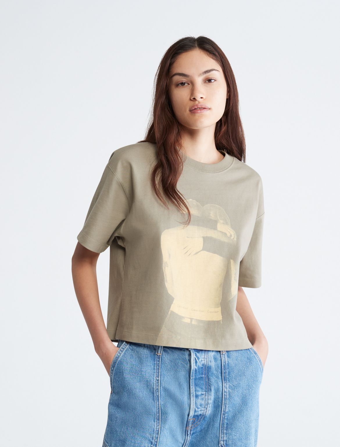 Calvin Klein Men's Standards Shrunken Embrace Graphic T-Shirt - Brown - XXL