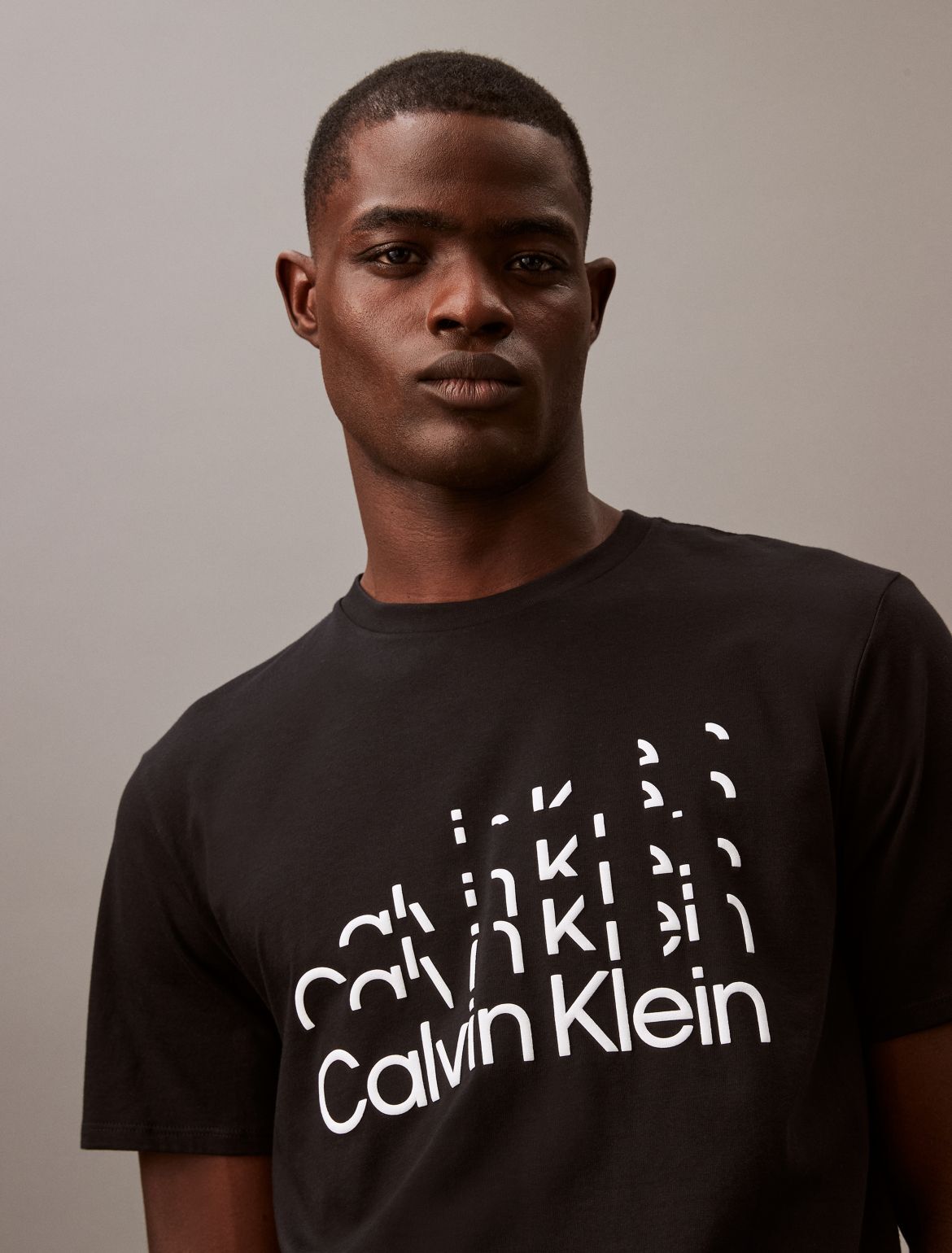 Calvin Klein Men's Falling Logo Graphic Crewneck T-Shirt - Black - XS